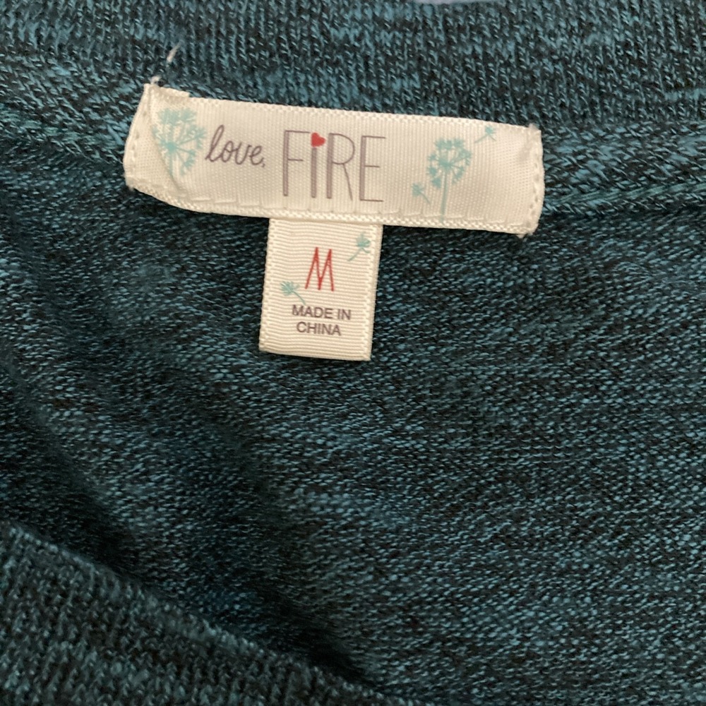 Love, Fire Women's Green Short Sleeve Knit Tunic w/Side Slits - SZ M - Picture 7 of 11
